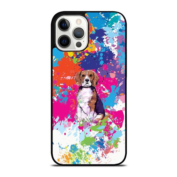 Brightly Painted Beagle Dog Breed with Paint Splatters iPhone Case - Picture 1 of 1